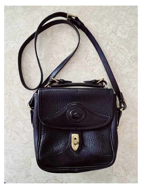 Dooney & Bourke Handbags - VTG Dooney & Bourke Top Handle Crossbody Black Pebbled Leather